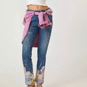 ANTHROPOLOGIE PILCRO The Heritage Boyfriend Quilted Hem High Rise 24P Patchwork